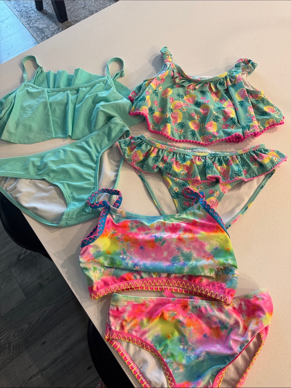 Girls Betsey Johnson, Nicole Miller, H2OH two piece swimsuits set of 3